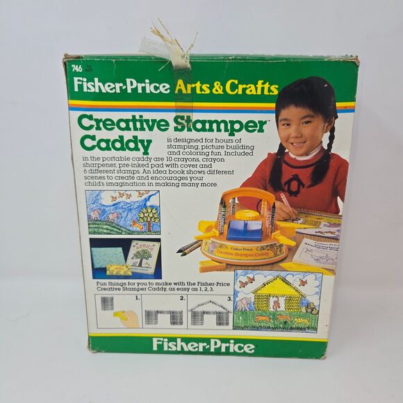 Vintage Fisher Price Creative Stamper Caddy Jungle Scenes #746 1980s Craft Set - Picture 8 of 16